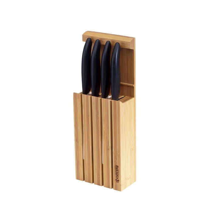 Zdjęcie Kyocera – Blok i zestaw 4 noży z czarnymi rączkami