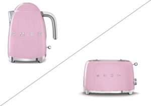 Zestaw SMEG - Czajnik różowy pastelowy + Toster różowy